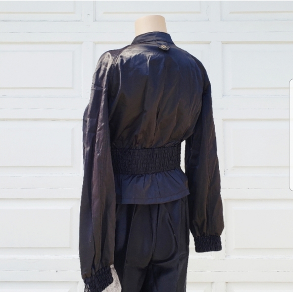 BEBE Black Cropped Jacket with Sinch Waist Belt - Picture 3 of 3